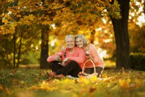 Elderly couple on picnic