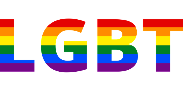 Rainbow colored letters spelling LGBT