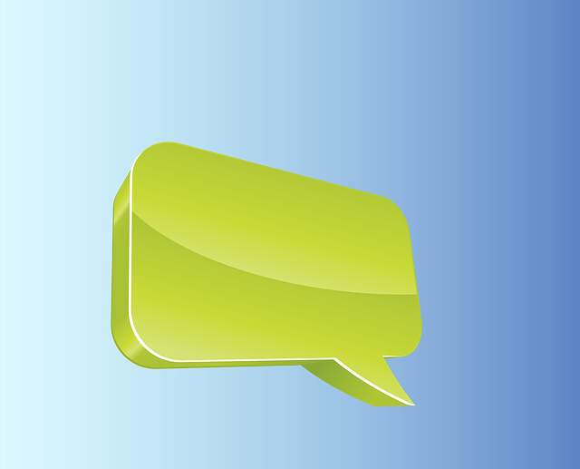 An empty speech bubble against a blue background.