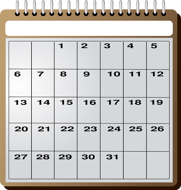 A close up of a calendar without any marking specifying with month or year it is...
