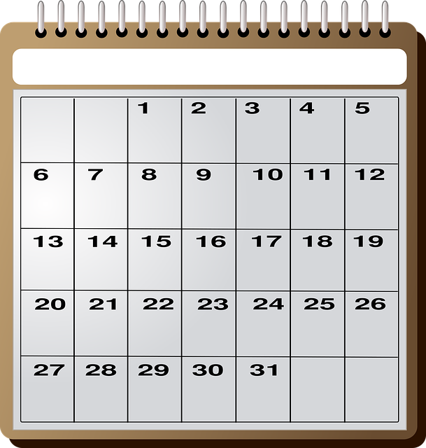 A close up of a calendar without any marking specifying with month or year it is...
