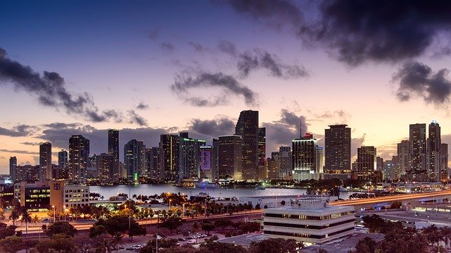 A skyline view of Miami in Florida