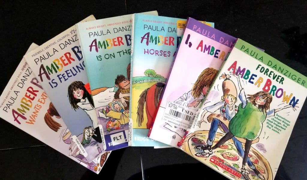A collection of books from the Amber Brown series for kids, by Paula Danziger.